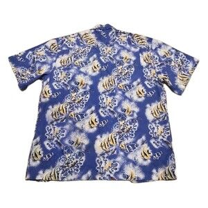 Hawaii Hawaiian Shirt Mens XXL Blue Fish In The Sea 100% Cotton Made in Hawaii